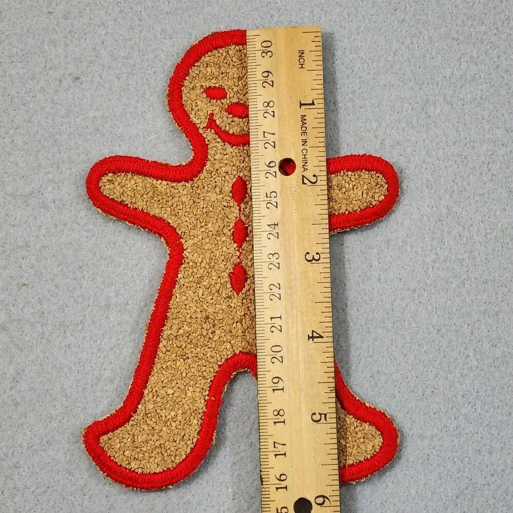 Christmas Patch Appliques Gingerbread Men x2 Santa & Reindeer 3pcs Embellishment